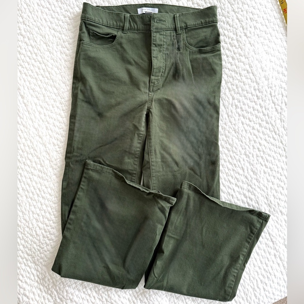 Ann Taylor Olive Green Bootcut Flare Pants